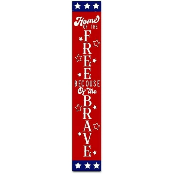 Cskhip Vintage Funny Decor Home Welcome Vertical Signs Hanging Wooden Patriotic Independence Day Yard Garden Porch Stars Sign Wall Decor For 4th Of July Flag Decorat Wood Sign 6" x 16"