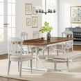 thumbnail image 3 of Tribesigns Farmhouse Dining Table for 6 People, 70.8" Rectangular Wood Dining Table for Dining Room, Kitchen, Brown & White, 3 of 8