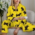 thumbnail image 6 of Pajama Sets for Women 2 Pcs, Cute black Dog yellow Button Down Long Sleeve Sleepwear Lounge PJ Sets, 6 of 6