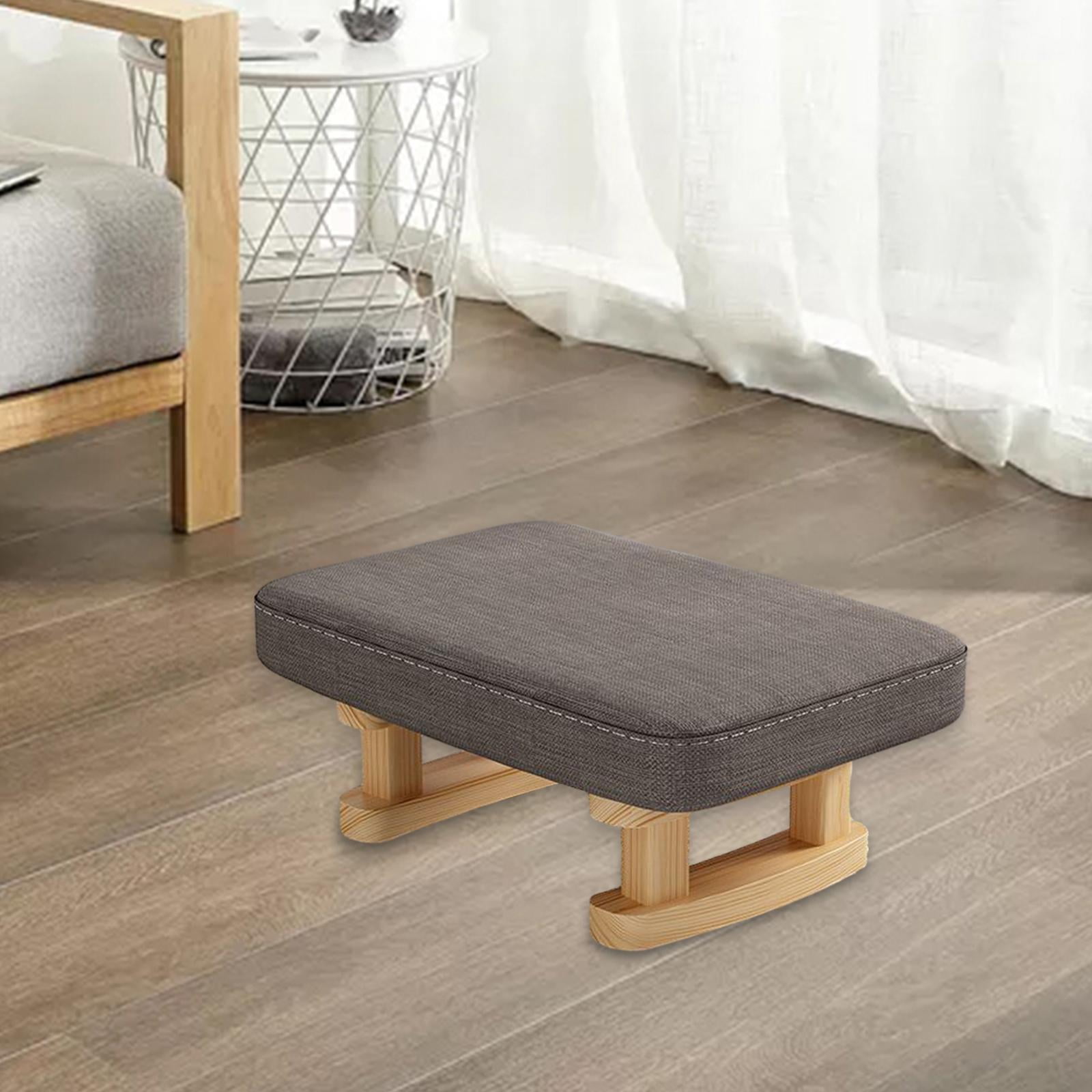 Foot Rest with Wooden Legs Small Ottoman, Multifunctional, Decorative Rectangle Step Stool Padded Foot Stool for Guest Room Bedroom Couch dark gray