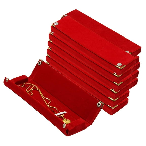 atorakushon 12 Pieces Long Velvet Jewelry Chain Necklace Gift Box Set Bracelet Storage Case for Wedding Engagement Birthday Anniversary (Maroon)