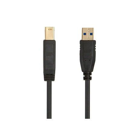 Monoprice USB 3.0 Type-A to Type-B Cable - 6 Feet - Black, Compatible With Monitor, Scanner, Hard Disk Drive, USB Hub, Printers - Select