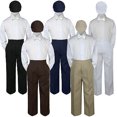 thumbnail image 1 of 4pc Boy Suit Set Ivory Off White Bow Tie Baby Toddler Kid Formal Hat Pants S-7, 1 of 2