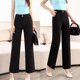 thumbnail image 1 of Pantalones Rectos Nuevos de Primavera y Verano para Mujer, Pantalones Sueltos Negros, Pantalones de Pierna Ancha con Cintura Elástica, Pantalones Casuales para Mujer, 1 of 7