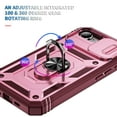 thumbnail image 3 of Compatible with iPhone 16e with Sliding Cover Lens Protection & Kickstand, Built-in 360° Rotate Ring Stand Magnetic Card Slot Hybrid Cover Case for iPhone 16e, Pink+Red, 3 of 9