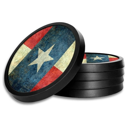 

Silicone Non-Slip Drink Coasters with Removable Printed Absorbent Felt Pad - Set of 4 - Texas Flag