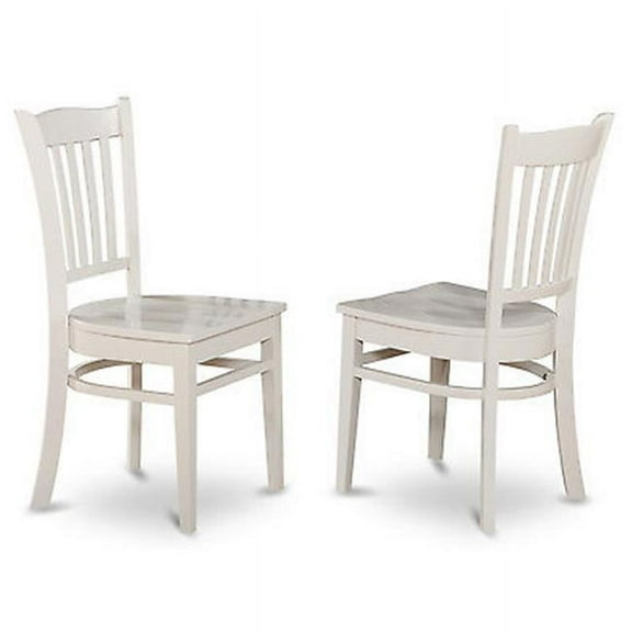 East West Furniture GRC-WHI-W Gronton Dining Chair with Wood Seat in Linen White Finish Pack of 2