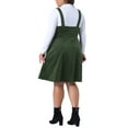 thumbnail image 4 of Agnes Orinda Women's Plus Size Corduroy Pinafore Short Dress Overall Dresses Suspender Skirt with Pocket 2X Army Green, 4 of 6