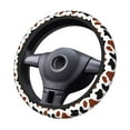 thumbnail image 2 of Vsdgher Brown Black Cow Pattern Elastic Car Steering Wheel Cover,Car Wheel Cover Protector Car Accessory for Steering Wheel with a Diameter of 14.5"-15", 2 of 6