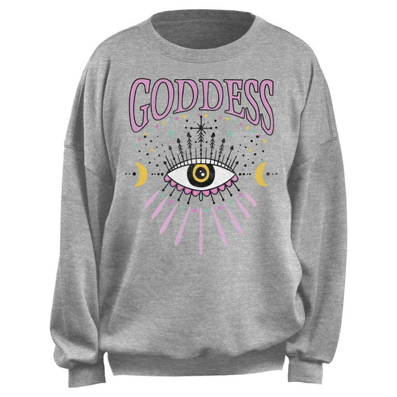 Junior's Lost Gods Third Eye Goddess Sweatshirt Heather Gray Medium