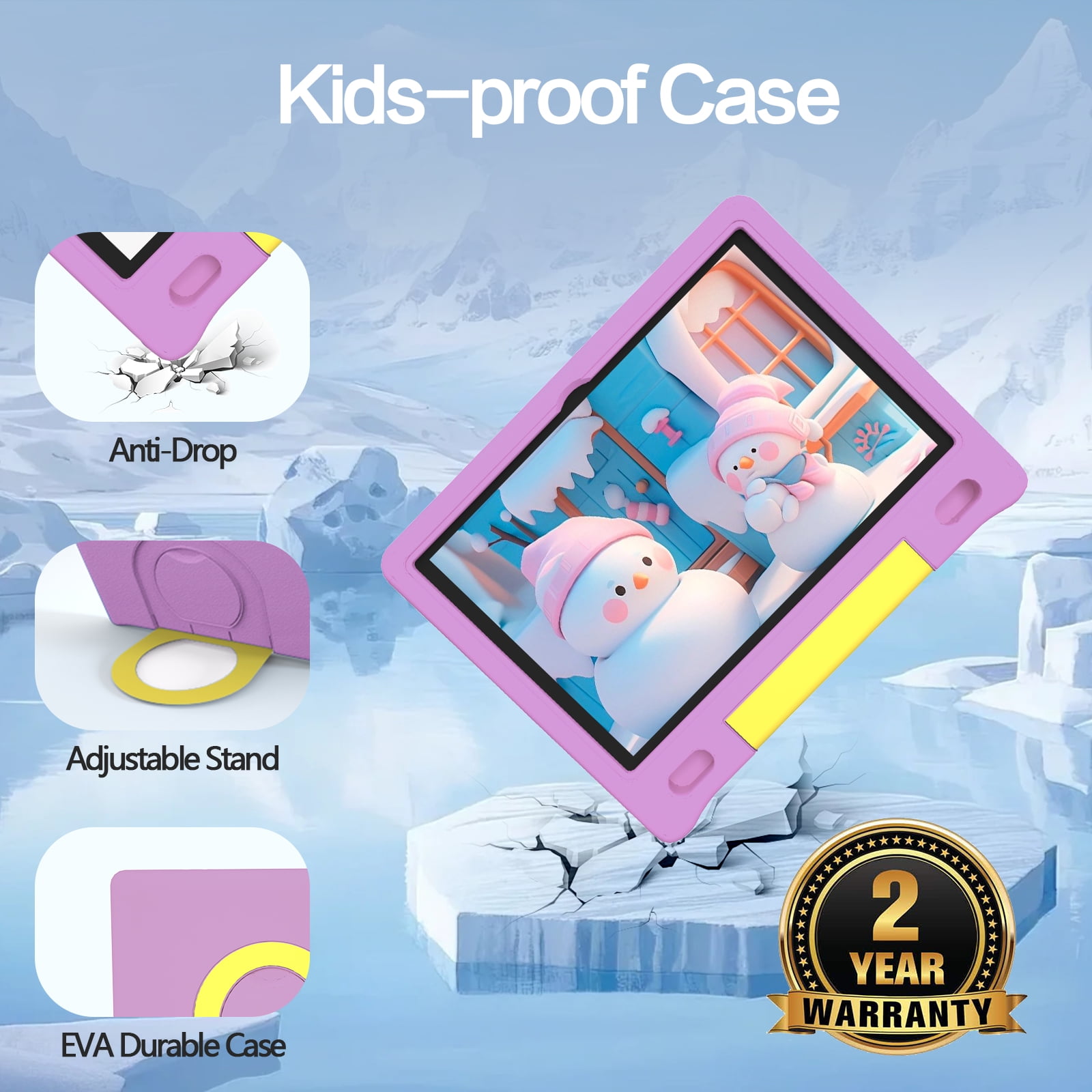 Kids Tablet with Strap, Android 14 Tablet for Kids 10 inch , Toddler Tablet Octa-Core 64GB 1TB Expandable, Children's Tablet with Case, Bluetooth WiFi Parental Control Dual Camera, 12-hr battery