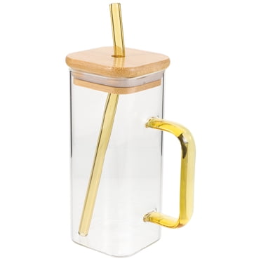 1 Ensemble de Tasse en Verre Tasse en Verre pour la Maison avec Paille Bouteille de Boisson Tasse de Thé au Lait Bouteille de Jus