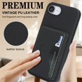 thumbnail image 2 of For Apple IPhone 17e / 16e Wallet Case Ultra-Slim Profile Vintage Leather Texture, Wallet For Women Men Card Holder Magnetic Clasp Kickstand Folio Case,Black,For iPhone 17e / 16e, 2 of 7