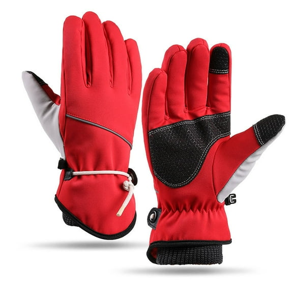 Ski Gloves Waterproof Winter Gloves for Men Women Warm, Anti-Slip, Touch Screen Cold Weather Gloves- red