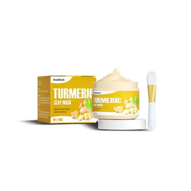 Mascarilla facial de cúrcuma Meliza, mascarilla facial de arcilla de cúrcuma con arcilla de caolín, mascarilla de barro desintoxicante para el cuidado de la piel Mascarilla de barro de cúrcuma 100g kaili Sencillez