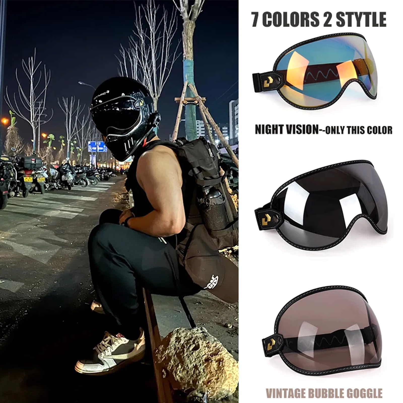 BIBABLYKE Motorcycle Riding Goggles Bubble Lens Windproof Riding Glasses Eye Protection Sunglasses Comfortable for Outdoor Sports