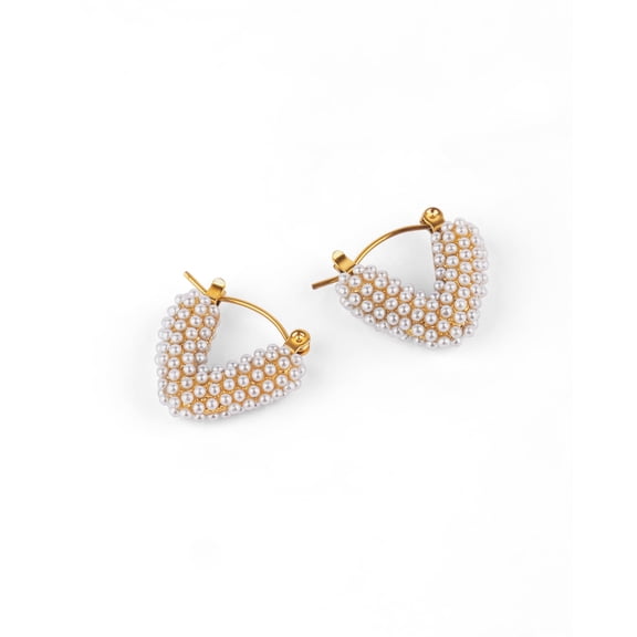 V Shape Pearl Studded Earrings
