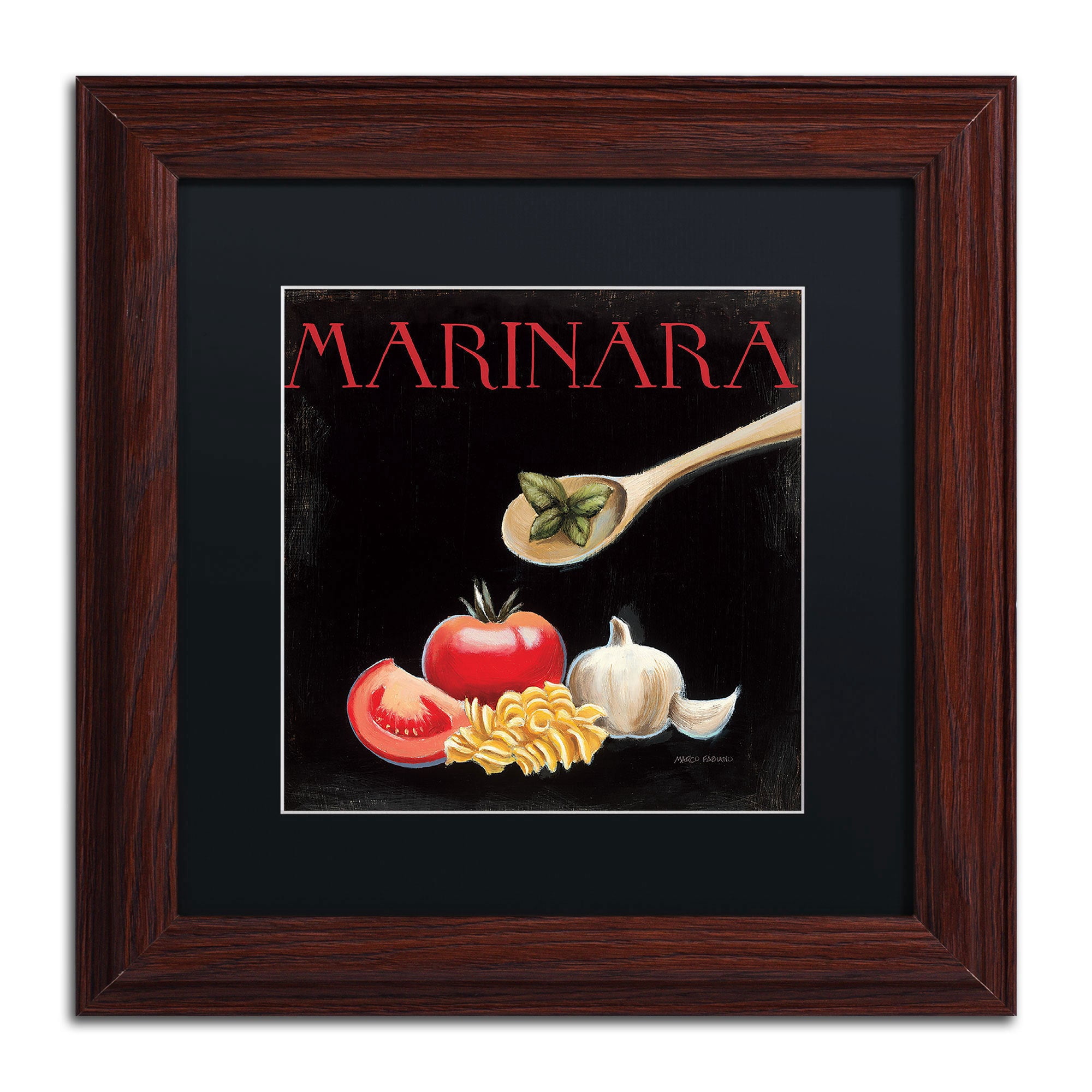 Trademark Fine Art "Italian Cuisine IV" Canvas Art by Marco Fabiano Black Mat, Wood Frame