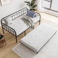 thumbnail image 5 of Gzxs Modern Metal Daybed with Trundle, Heavy Duty Steel Slat Support Sofa Bed with Headboard, No Box Spring Needed, Twin Size, Black, 5 of 9