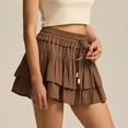 thumbnail image 6 of Gytharion Womens Mini Skirt Built-in Shorts Cute Solid Pleated Tiered Ruffle Short Skirt Summer Flowy Drawstring Elastic High Waist Tennis Golf Skort, 6 of 8