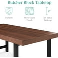 thumbnail image 4 of LINJH  44in Modern Coffee Table Butcher Block Top Large Accent Table, Rectangular Wood Industrial Rustic Coffee Table for Living Room w/ 2in Metal Legs, 3in Tabletop - Brown, 4 of 8