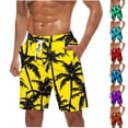 thumbnail image 2 of Umfun Men's Yellow Base Coconut Palm Board Shorts Elastic Waist Quick Dry Swim Trunks for Summer Beach Party and Casual Outdoor Wear, 2 of 7