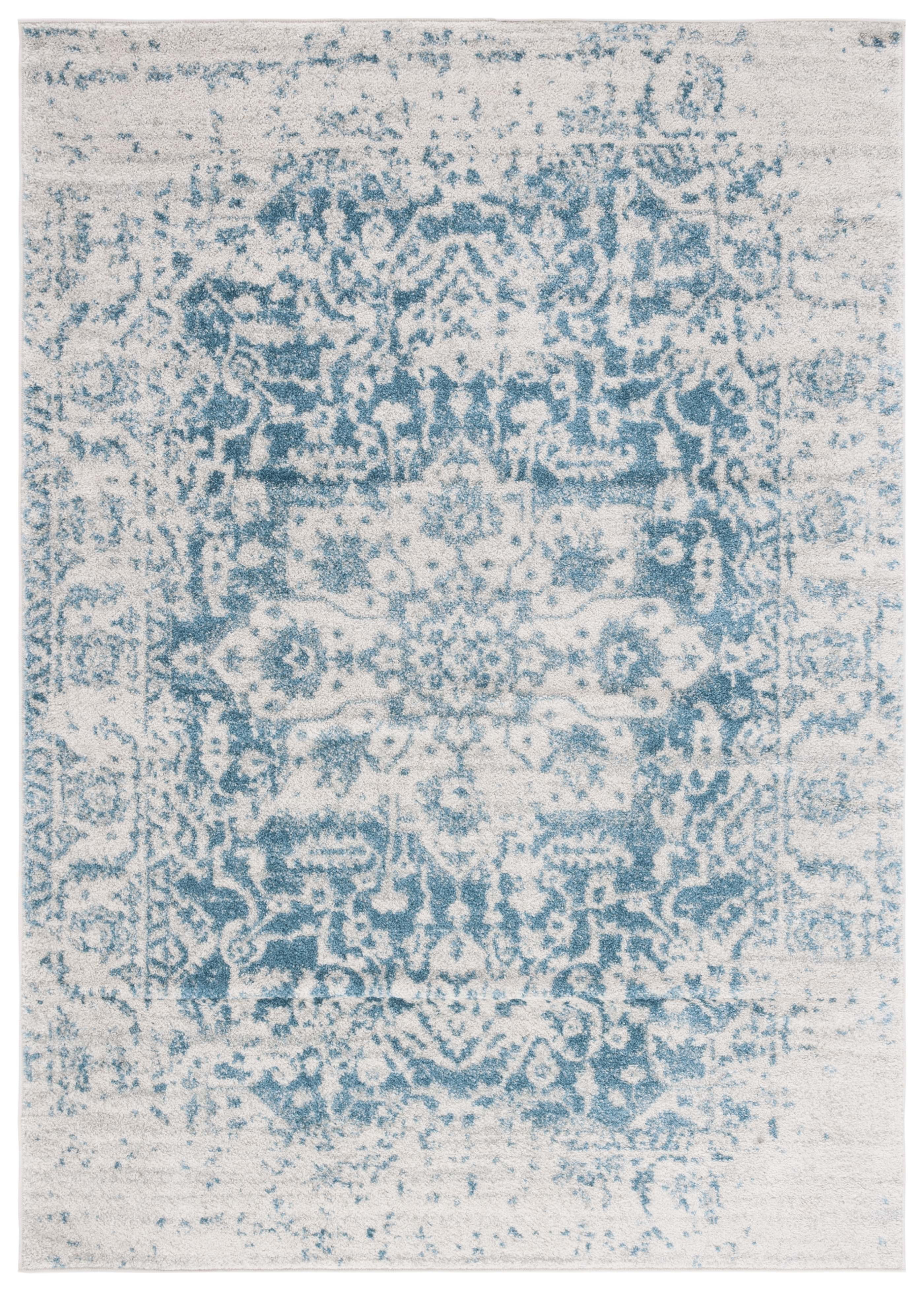SAFAVIEH Madison Katina Oriental Area Rug, Teal/Ivory, 6'7" x 9'2" - Traditional Design, Teal & Ivory, Non-Shedding & Easy Cleaning, Ideal for Living Room, Bedroom, Dining Space