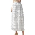 thumbnail image 1 of B91xZ Jupe Femme Décontractée Froncée Extensible Taille Haute Jupe Trapèze Plissée Évasée Midi, Blanc TG, 1 of 4