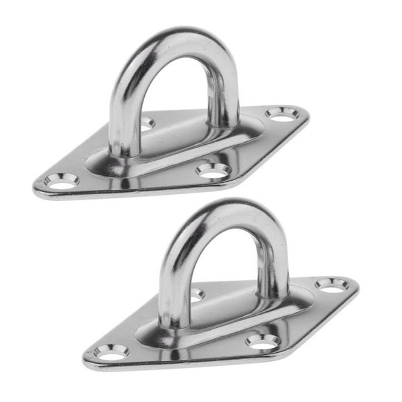 2 Pack M6 Eye Plate, 304 Stainless steel mat Eyebolt Heavy Duty Plate Anchor for Ceiling & Wall Mount Hanging Hardware Fitting