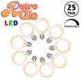 thumbnail image 4 of RetroGlo Satin Warm White G40 LED Globe Bulbs 25-Pack, Frosted Glass Bulbs, E12 Candelabra Base, 30,000 Hour Life, Indoor/Outdoor Rated, 4 of 4