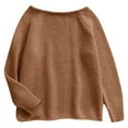 thumbnail image 4 of Arlun Off the Shoulder Sweaters for Women Casual Long Sleeve Fall Winter Lightweight Sweater Trendy Solid Color Soft Cozy Ribbed Knitted Oversized Pullover Loose Fit Jumper Coffee XL, 4 of 4