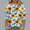 thumbnail image 4 of Towmus Women's Blouses 3/4 Sleeve Summer Tops Crew Neck Womens Trendy Tops Summer Print Shirts Elbow Length Women Tshirts Loose Fit, 4 of 4