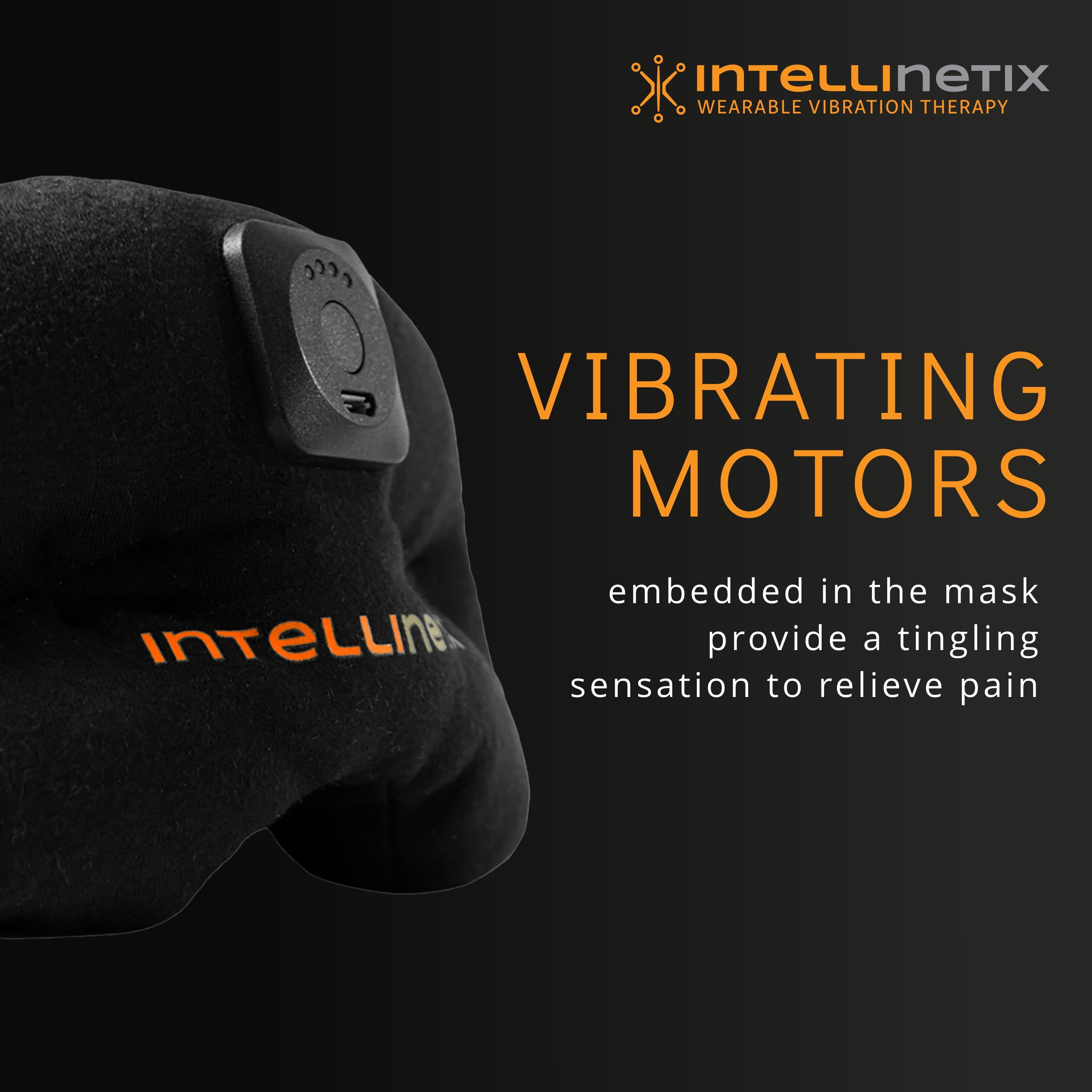 Intellinetix Vibration Therapy Mask for Pain Relief, Black wrap