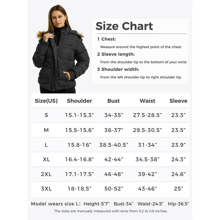 Wantdo Women's Puffer Coats Waterproof Winter Jacket Quilted Zip-up Jacket  Dark Gray L