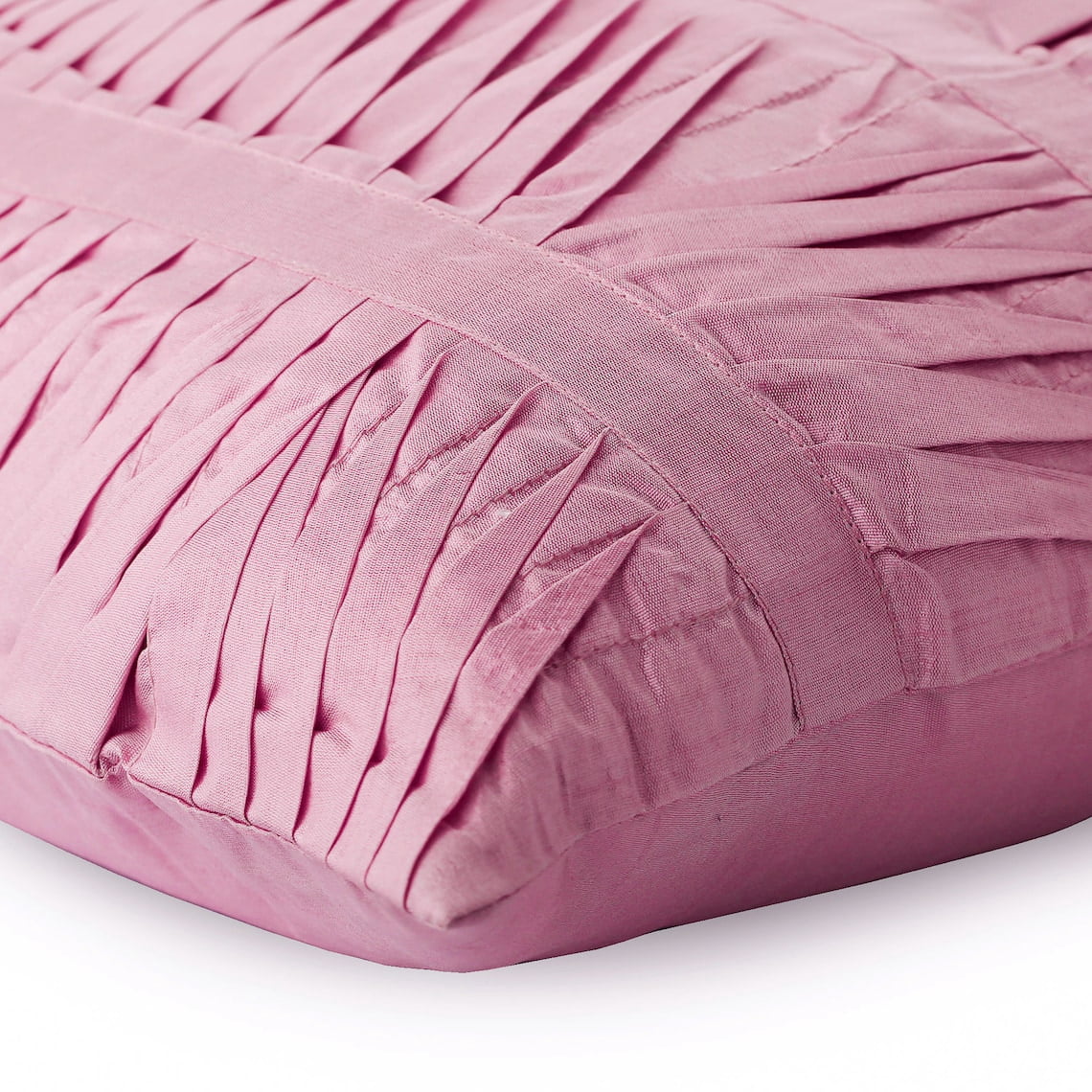 Euro Pillow Decorative, Pink Euro Size Pillow Shams 26x26 inch (65x65 cm), Silk Euro Pillow Covers, Solid Color, Pintucks, Textured, Striped, Modern European Pillow - Pink Illusion