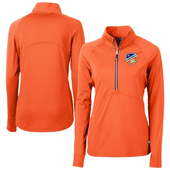 Women's Cutter & Buck  Orange FC Cincinnati Adapt Eco Knit Stretch Recycled Half-Zip Top
