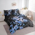 thumbnail image 2 of Homewish Halloween Skull Skeleton 7-Piece King Bedding,Blue Flowers Spider Web King Bed in a Bag,Black Reversible, 2 of 8