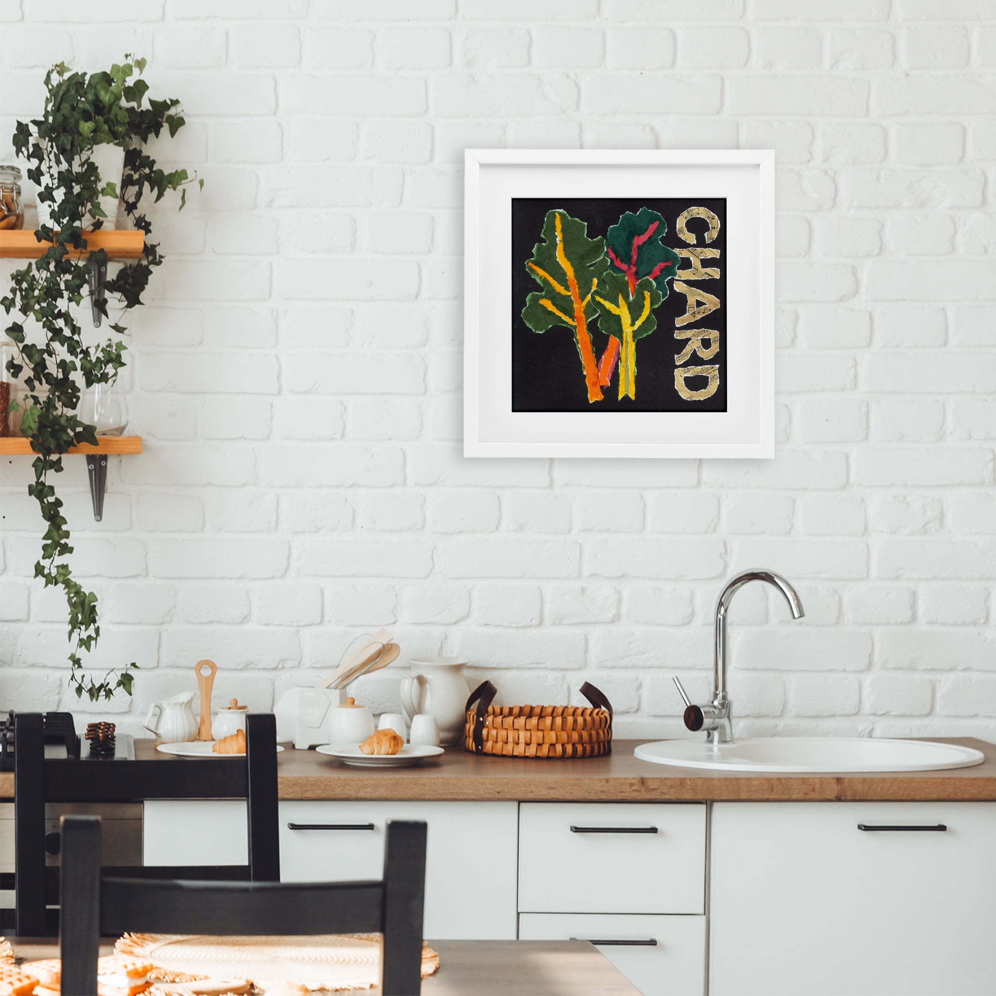 Stupell Industries Chard Leafy Vegetable White Framed Print Under Glass, design by Nancy Overton