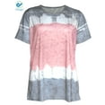 thumbnail image 2 of Deago Women's Tie Dye Print T-Shirt Short Sleeve Casual Loose Round Neck Tunic Tops Blouses Plus Size (Gray, L), 2 of 6