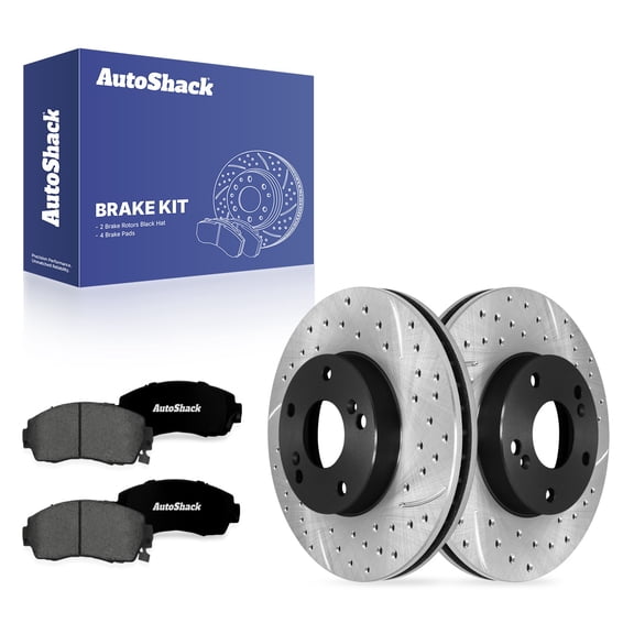 AutoShack Front Brake Rotors & Premium Pads for Honda, Accord 2010-2012, FWD L4 2.4L V6 3.5L - E-Coated Drilled & Slotted - ShadowGuard - 11.81" (300 mm), 5-Lug