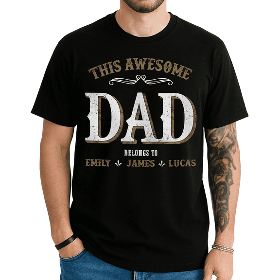 Father’s Day Shirt Personalized Dad Tshirt Custom Name Gift for Men-min
