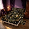 thumbnail image 2 of Homewish Glitter Stars Moon Queen Sheets, Flower Print Queen Sheet Sets, Gold Black, 4 Pieces, 1 Flat Sheet, 1 Fitted Sheet and 2 Pillowcases, 2 of 6