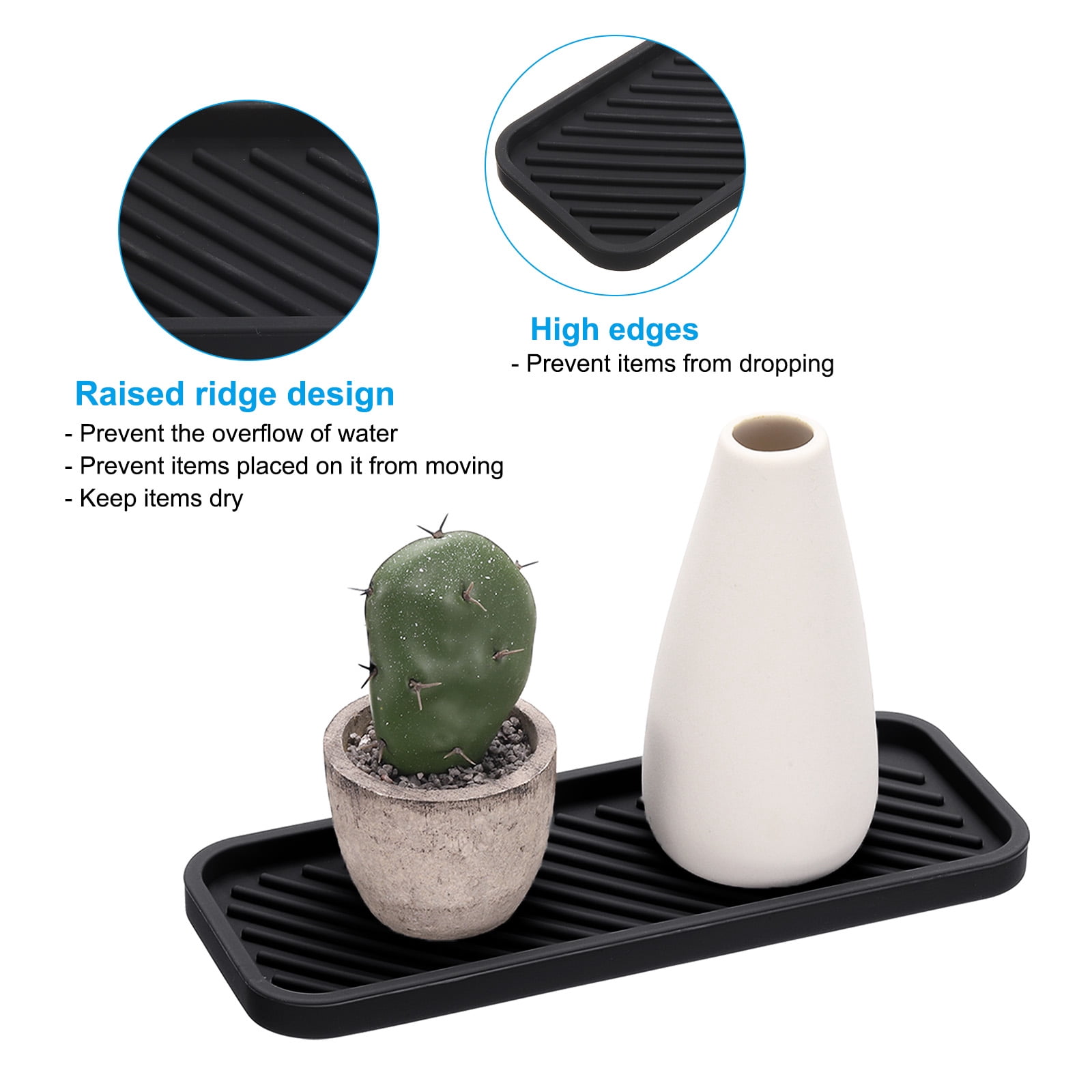 Unique Bargains Silicone Soap Tray Dispenser Jewelry Organizer Black