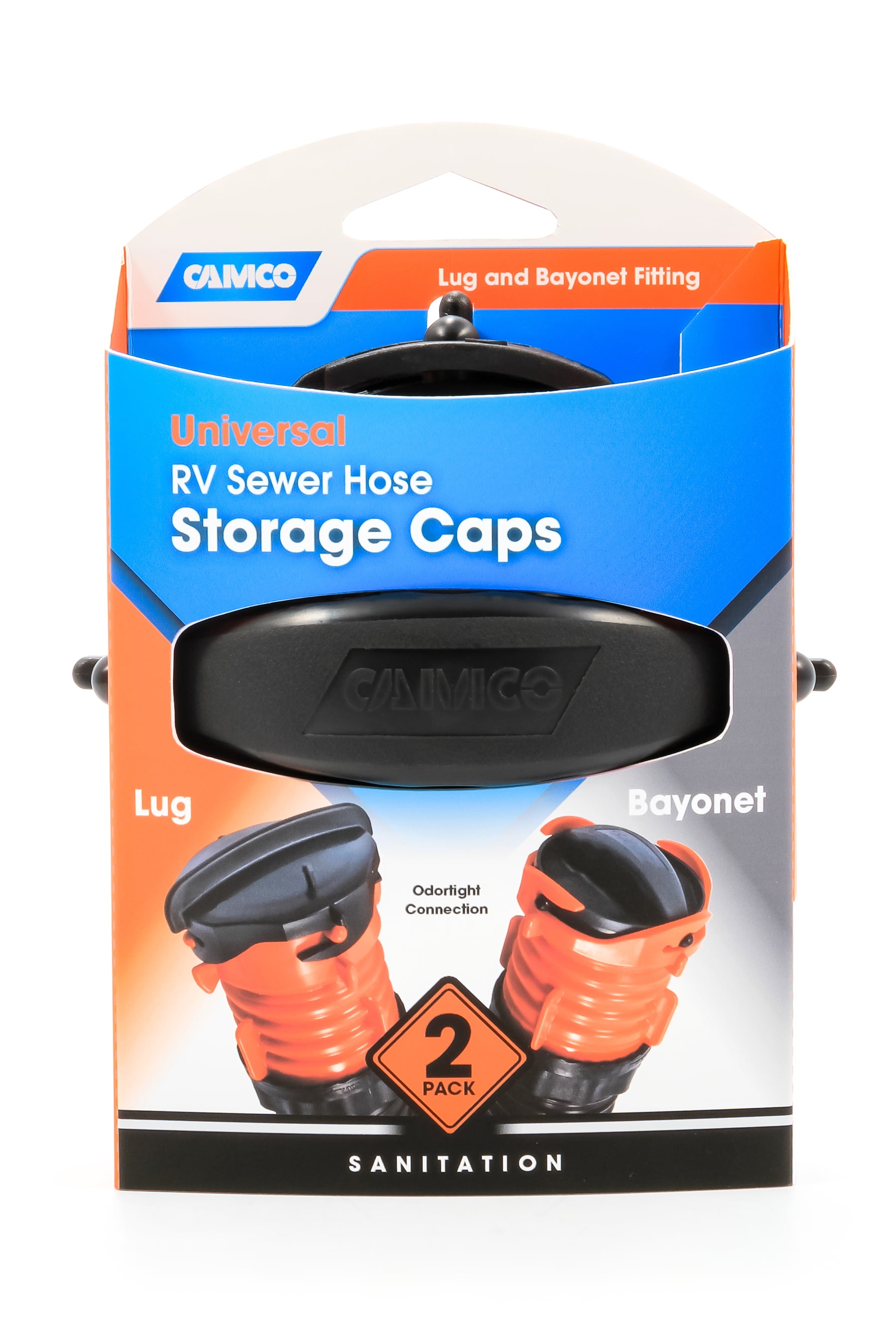 2 Pack Camco RV Sewer Hose Storage Cap Odor Tight Connection for RVs Trailers 