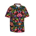 thumbnail image 2 of Daiia Colorful Floral Embroidery Mexican Hawaiian Shirt for Men Gentle Cotton Regular Short Sleeve Casual-Large, 2 of 9