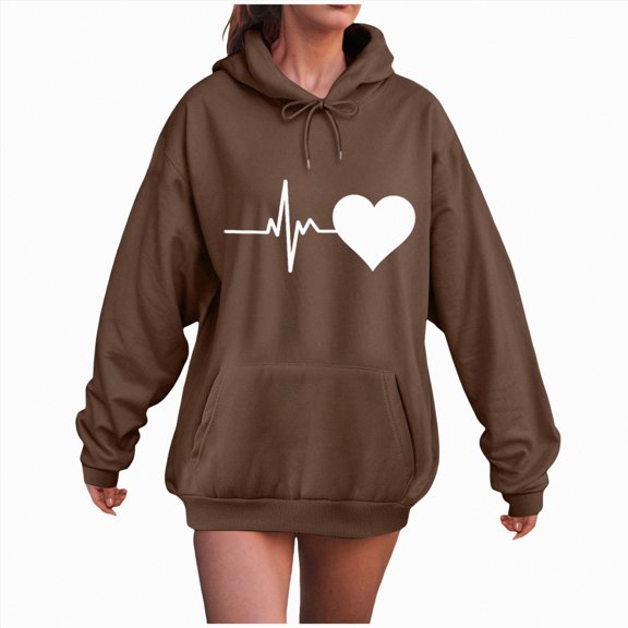 Godom Womens Graphic Hoodies Drawstring Long Sleeve Sweatshirt with Pocket Pullover