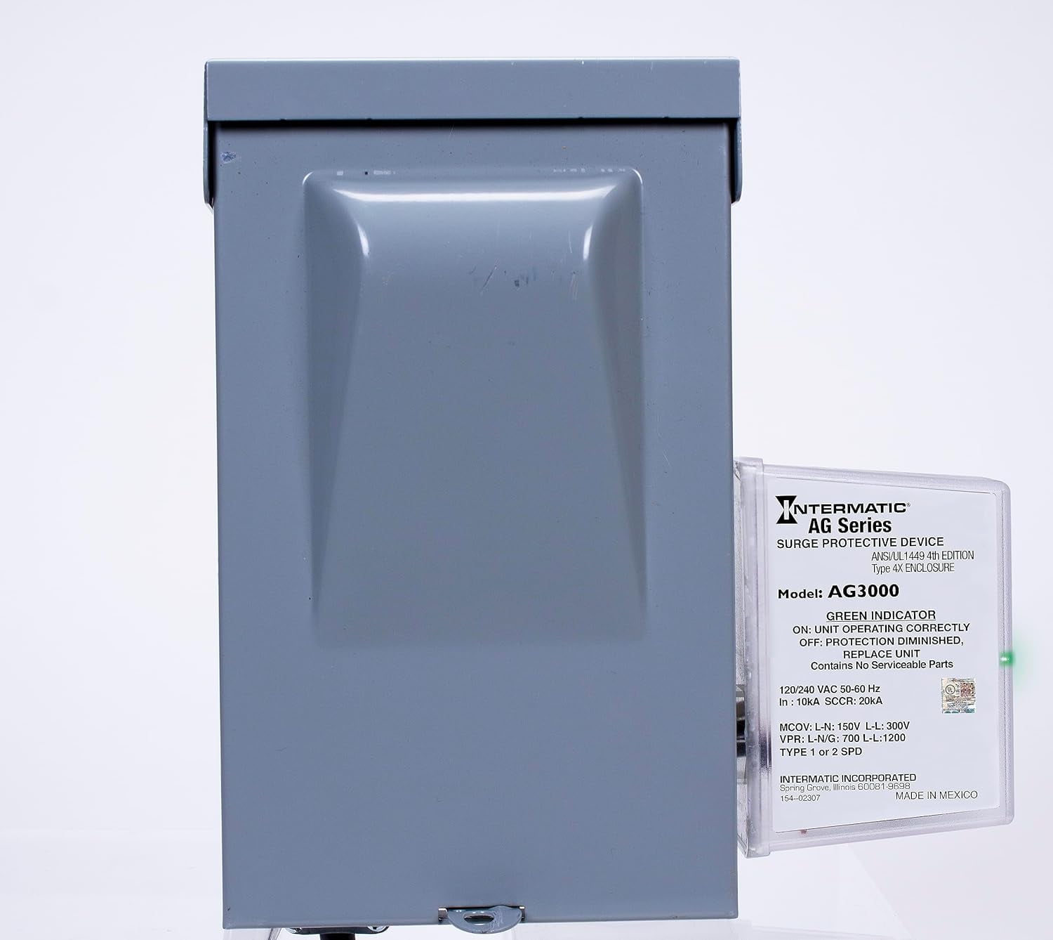 Intermatic Ag Series Whole House Surge Protective Device, 120/240 Vac, 4X Enclosure, Type 1 Or Type 2 Spd