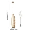 thumbnail image 3 of Khaki Handheld Milk Frother And Egg Beater With 2 Replacement Heads Battery Operated Mini Mixer For Coffee Whisking Kitchen Tool Stainless Steel, 3 of 7