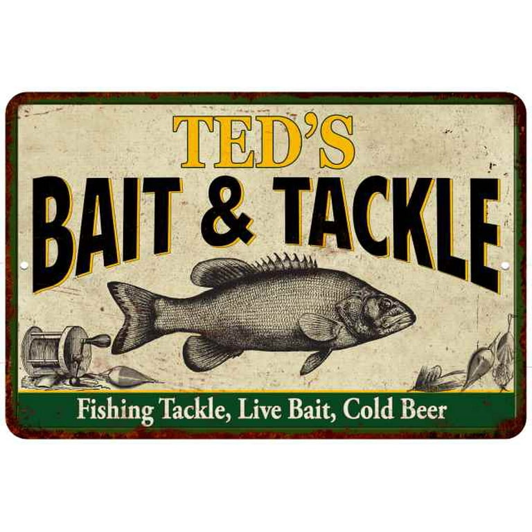 TED'S Bait & Tackle Metal Sign 8 x 12 Matte Finish Metal 108120016243