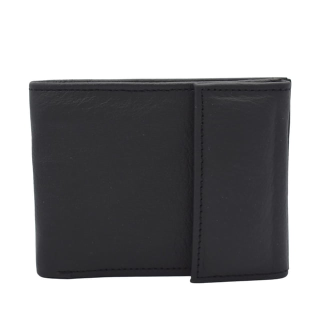 Cartera Hombre Piel Genuina Cierre Velcro Monedero Identificación Interiores en Tela Negro